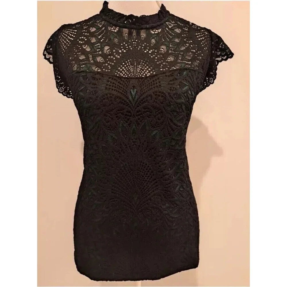 NWT WHBM Size 12 All Over High Neck Lace Shell Top Blouse Original Price $120 - Picture 10 of 12